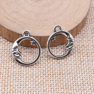 20pcs Antique Silver Moon Star Charms Jewelry Making
