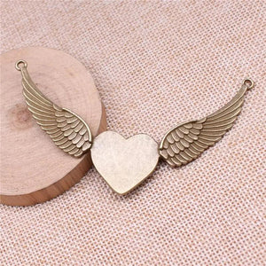 2pcs Wing Heart Charms for Jewelry Making Antique Bronze Alloy Pendant