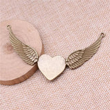 2pcs Wing Heart Charms for Jewelry Making Antique Bronze Alloy Pendant