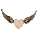 2pcs Wing Heart Charms for Jewelry Making Antique Bronze Alloy Pendant