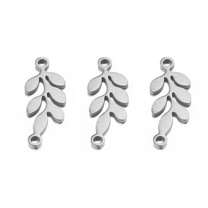 10PCS Stainless Steel Leaf Charms Pendants Jewelry DIY Necklaces Bracelets
