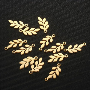 10PCS Stainless Steel Leaf Charms Pendants Jewelry DIY Necklaces Bracelets