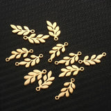 10PCS Stainless Steel Leaf Charms Pendants Jewelry DIY Necklaces Bracelets
