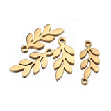 10PCS Stainless Steel Leaf Charms Pendants Jewelry DIY Necklaces Bracelets