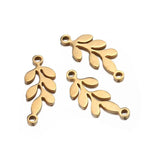 10PCS Stainless Steel Leaf Charms Pendants Jewelry DIY Necklaces Bracelets