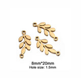 10PCS Stainless Steel Leaf Charms Pendants Jewelry DIY Necklaces Bracelets