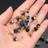 5pcs Natural Stone Charms Opal Tiger Eye Pendants for DIY Jewelry Making