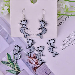 10pcs Mermaid Cat Skull Charms for DIY Jewelry Making