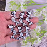 10pcs Mermaid Cat Skull Charms for DIY Jewelry Making