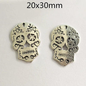 12pcs Halloween Skull Charms Pendants for DIY Jewelry Making