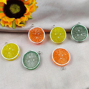 10pcs Resin Fruit Lemon Charms for DIY Jewelry Making