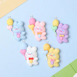 10Pcs Rabbit Balloon Charms for Jewelry Making Resin Flatback Patch