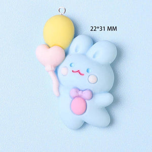10Pcs Rabbit Balloon Charms for Jewelry Making Resin Flatback Patch