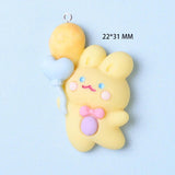 10Pcs Rabbit Balloon Charms for Jewelry Making Resin Flatback Patch