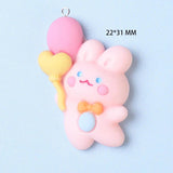10Pcs Rabbit Balloon Charms for Jewelry Making Resin Flatback Patch