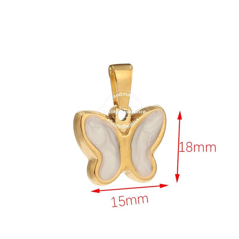 5pcs Multi-color Enamel Butterfly Charm Pendants for Boho Style Jewelry Making