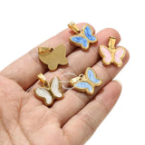 5pcs Multi-color Enamel Butterfly Charm Pendants for Boho Style Jewelry Making