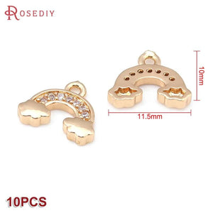 24K Brass Rainbow Cloud Charms Pendants DIY Jewelry Making Supplies