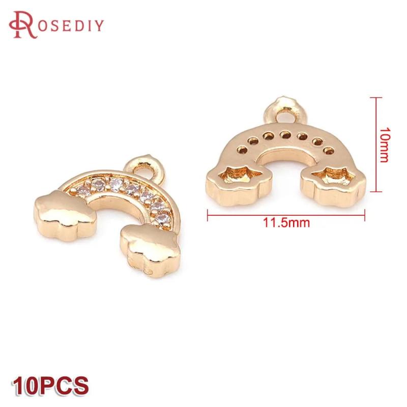 24K Brass Rainbow Cloud Charms Pendants DIY Jewelry Making Supplies