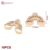 24K Brass Rainbow Cloud Charms Pendants DIY Jewelry Making Supplies
