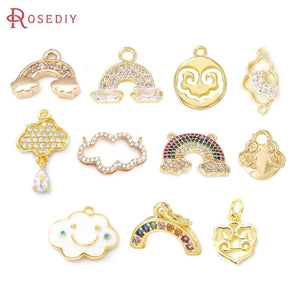 24K Brass Rainbow Cloud Charms Pendants DIY Jewelry Making Supplies