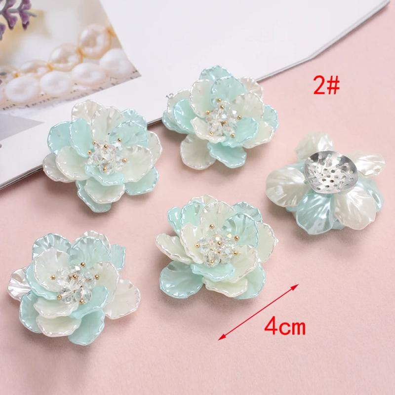 5pcs Acrylic Pearl Rhinestone Wrist Flowers DIY Brooch Hair Jewelry