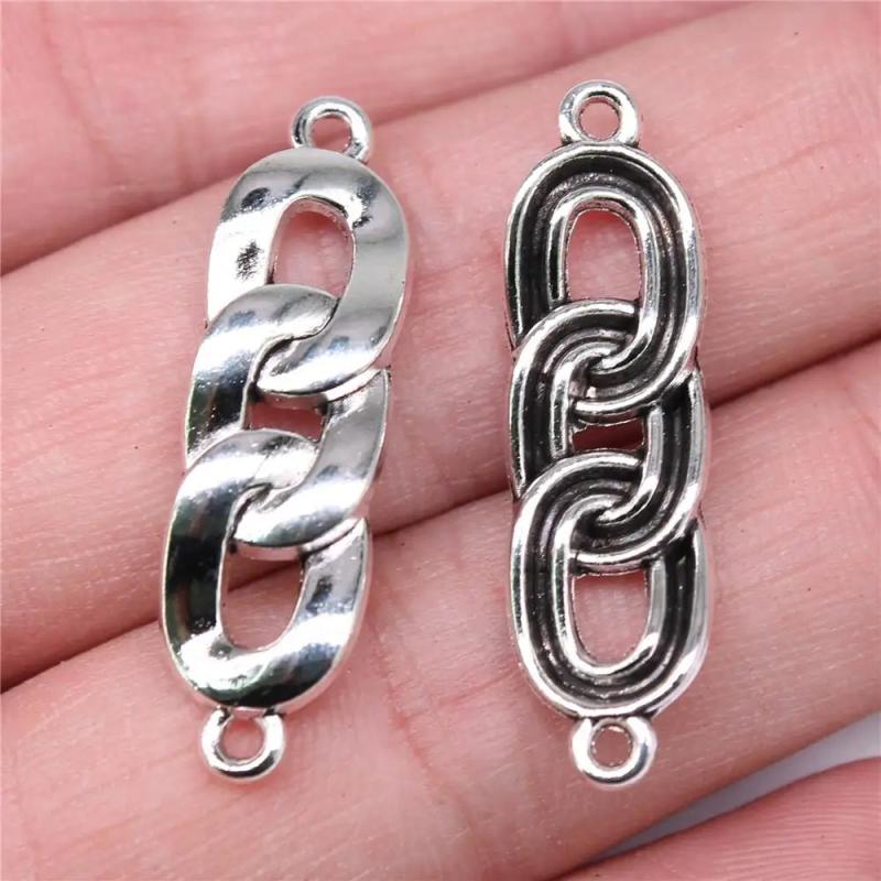 10pcs Chain Link Charms 34x10mm DIY Jewelry Findings Antique Silver Alloy Charms