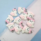 10Pcs Halloween Pink Ghost Pendant Charms DIY Jewelry Making Accessories