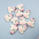 10Pcs Halloween Pink Ghost Pendant Charms DIY Jewelry Making Accessories