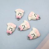 10Pcs Halloween Pink Ghost Pendant Charms DIY Jewelry Making Accessories