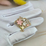 10pcs Cherry Flower Fan Enamel Charms Pendants DIY Jewelry Making