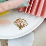 10pcs Cherry Flower Fan Enamel Charms Pendants DIY Jewelry Making