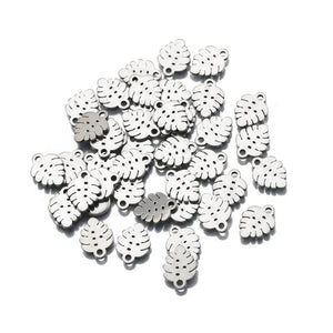 20Pcs Stainless Steel Tropical Tree Leaf Charms DIY Jewelry Making