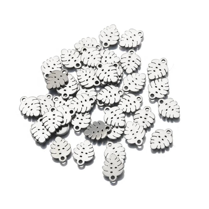 20Pcs Stainless Steel Tropical Tree Leaf Charms DIY Jewelry Making