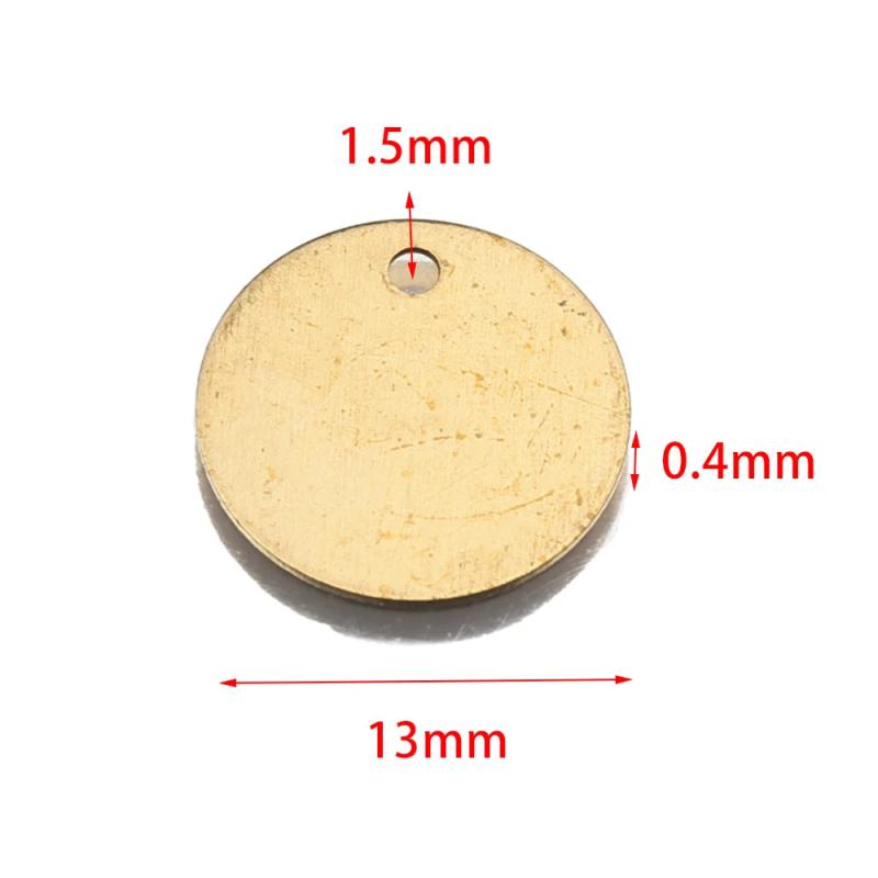 50Pcs Raw Brass 13MM Blank Circle Tag Charms For Jewelry Making