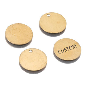 50Pcs Raw Brass 13MM Blank Circle Tag Charms For Jewelry Making