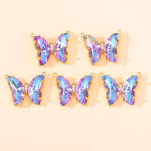 5Pcs Butterfly Charms Pendant Necklace DIY Jewelry Making Findings
