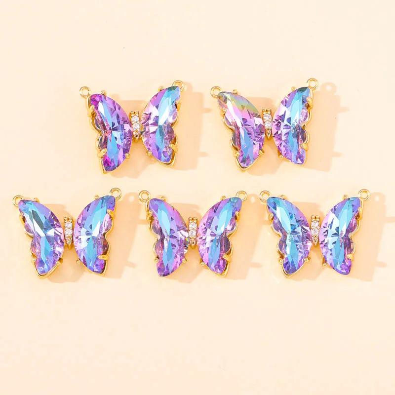 5Pcs Butterfly Charms Pendant Necklace DIY Jewelry Making Findings