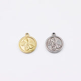 5pcs 15mm Casting Stainless Butterfly Coin Charms Pendant DIY Necklace