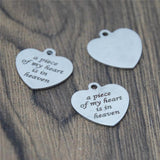 Heart in Heaven Charm Pendant 25mm Stainless Steel Valentine's Jewelry