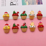 10pcs Resin Christmas Cupcake Charm Pendant for Keychain, Earring