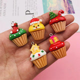 10pcs Resin Christmas Cupcake Charm Pendant for Keychain, Earring