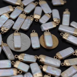 3pcs Rectangle Freshwater Pearl Charms Pendants Jewelry DIY 7x15-8x25mm