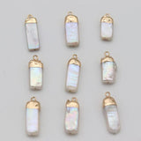 3pcs Rectangle Freshwater Pearl Charms Pendants Jewelry DIY 7x15-8x25mm