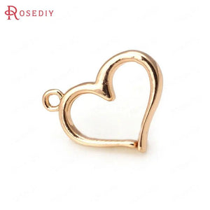 10PCS High Champagne Plated Brass Hearts Charms Pendants
