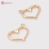 10PCS High Champagne Plated Brass Hearts Charms Pendants