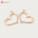 10PCS High Champagne Plated Brass Hearts Charms Pendants
