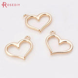 10PCS High Champagne Plated Brass Hearts Charms Pendants