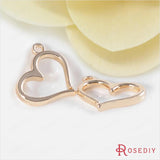 10PCS High Champagne Plated Brass Hearts Charms Pendants