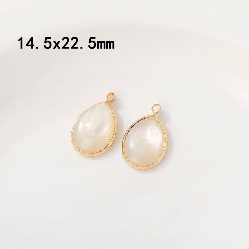 2Pcs Shell Charms, 14K Plated Brass Findings, DIY Geometry Pendant